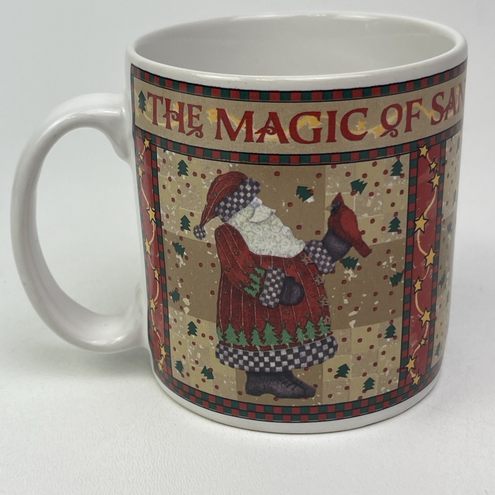 Sakura Magic of Santa Coffee Mugs 1997 Vintage Standing Cardinal Remembrance